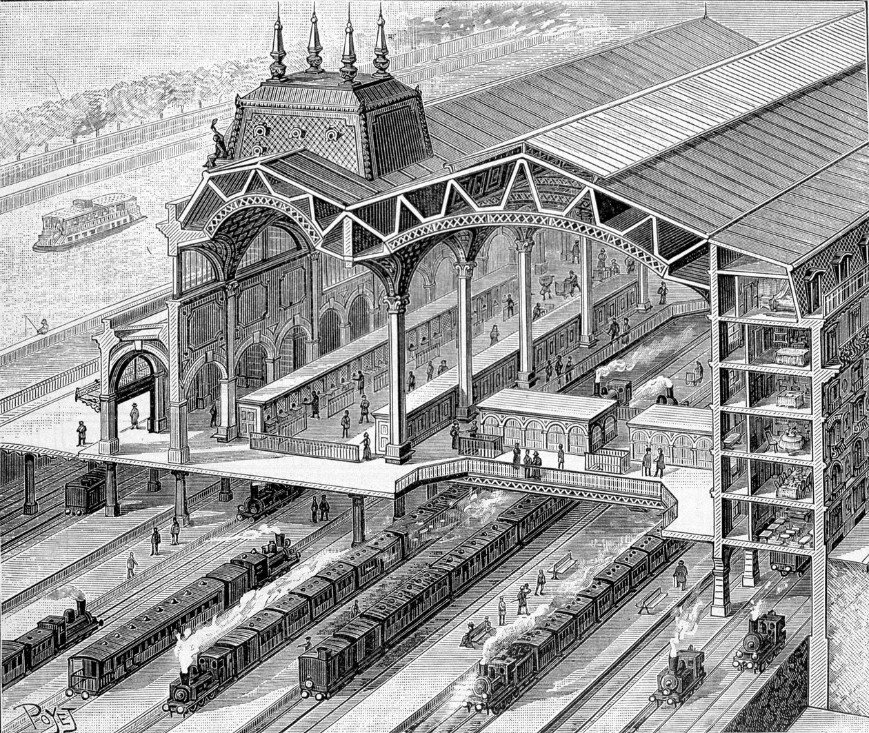 オルセー運河沿いのオルレアン新駅の内装概要 - "La Nature "にて 作： 無名の画家