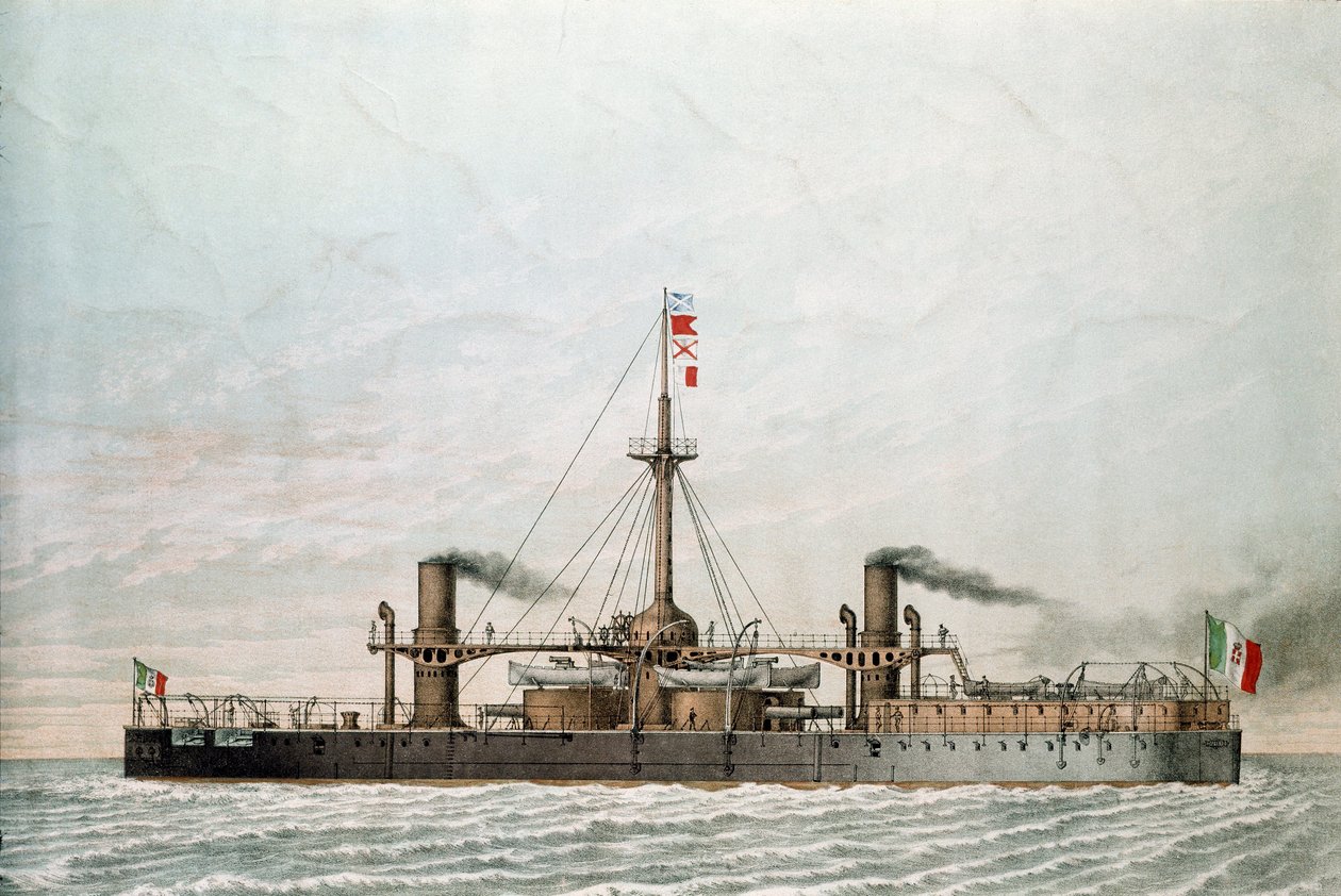 イタリアの戦艦カイオ・デュイリオ（プリント 作： 無名の画家