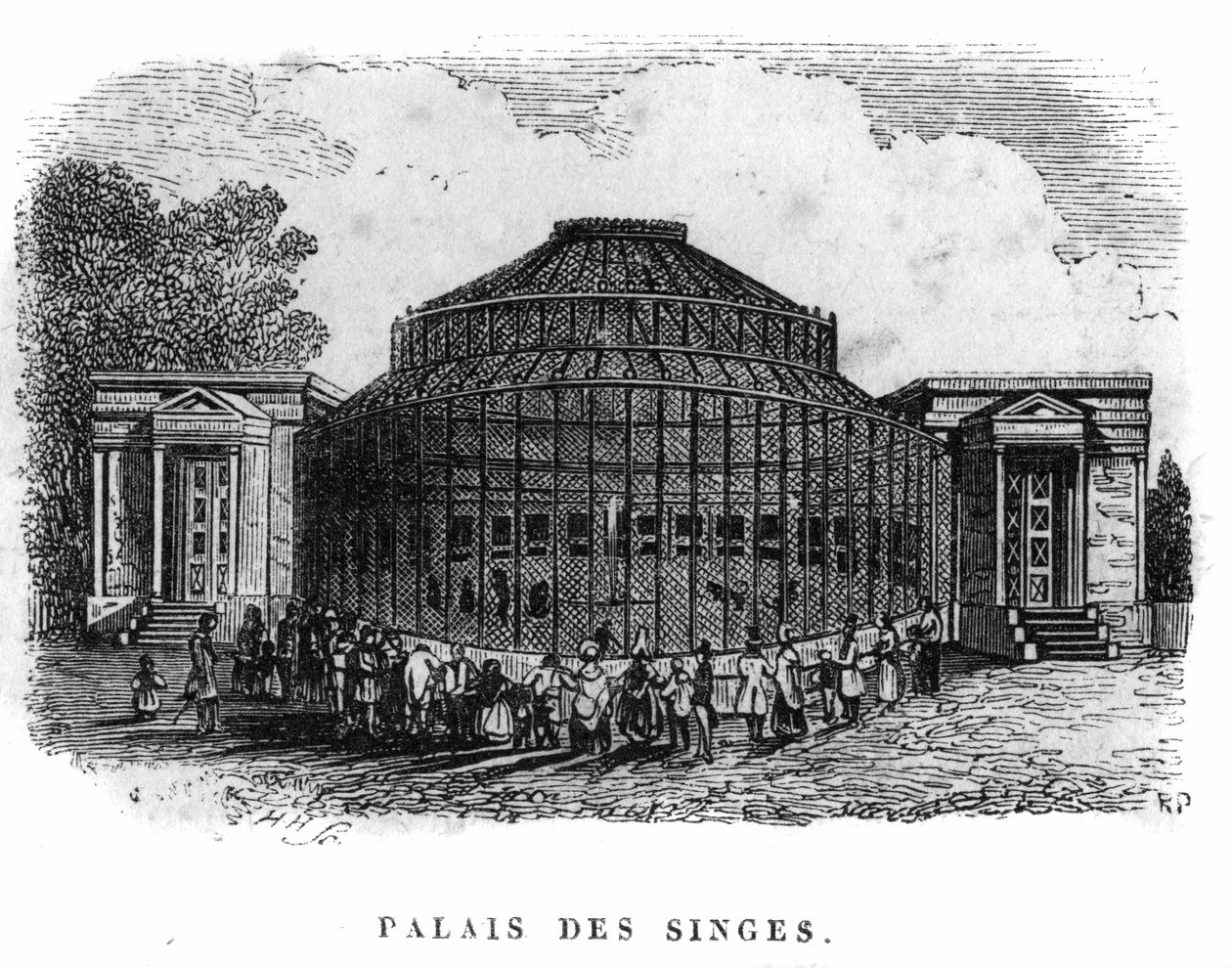 1861年、パリの植物園：猿の宮殿（Jardin des Plantes 作： 無名の画家