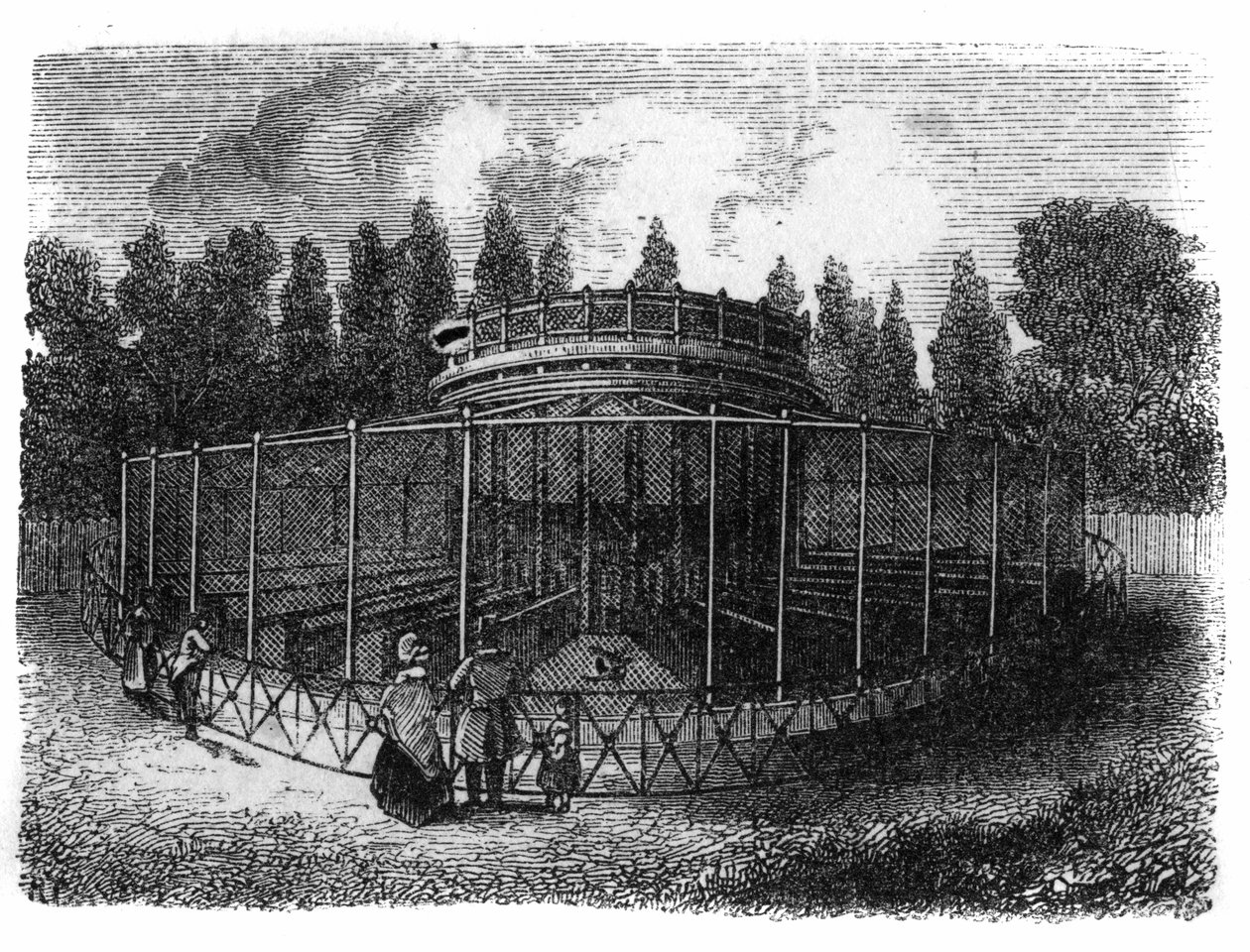 1861年、パリのJardin des Plantes：pheasanderie。 作： 無名の画家