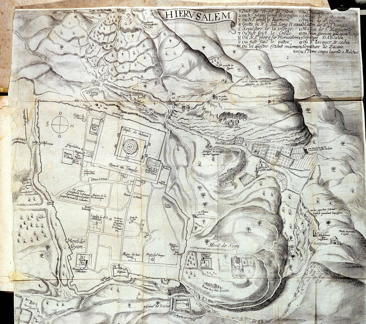 エルサレム......1629年に編集された「1621年に王の命令で行ったレバントの旅」の中にある。 作： 無名の画家