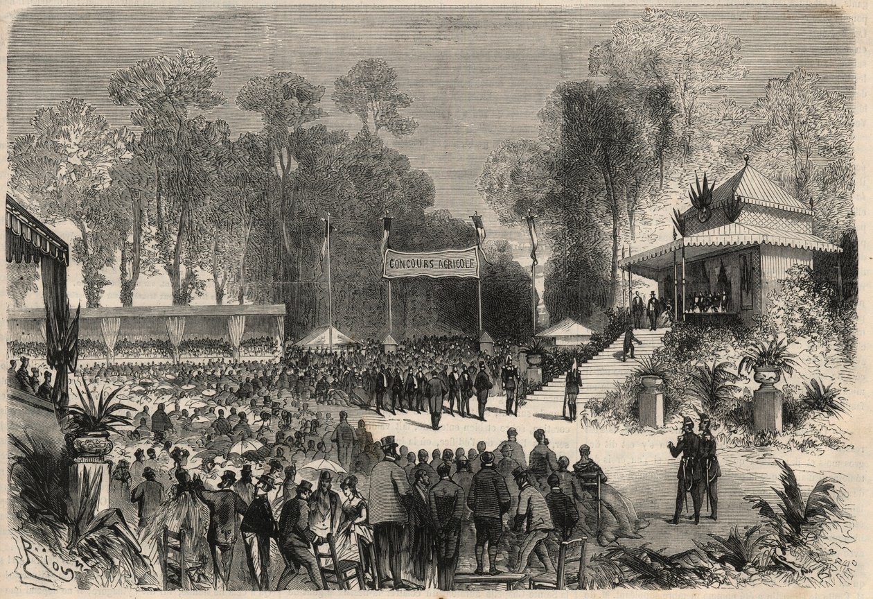 ナポレオン3世(1808-1883)とウジェニー・ド・モンティージョ(1826-1920)のルーアンへの旅：農業競技会での賞の分配。"L