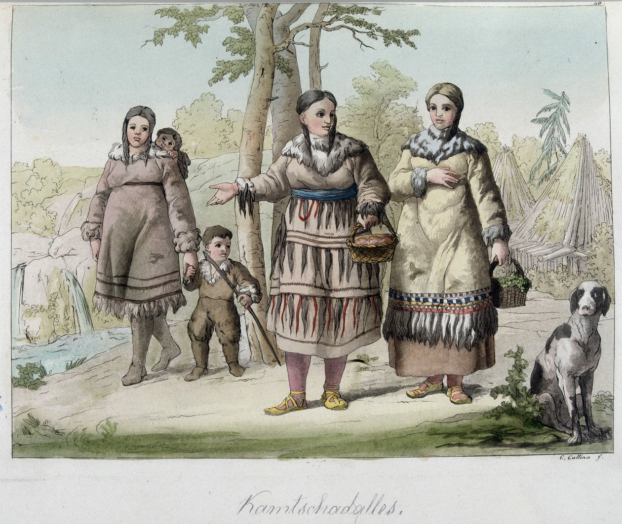 Kamtschadales（またはKamtschadalles）、シベリアの人々。 作： 無名の画家