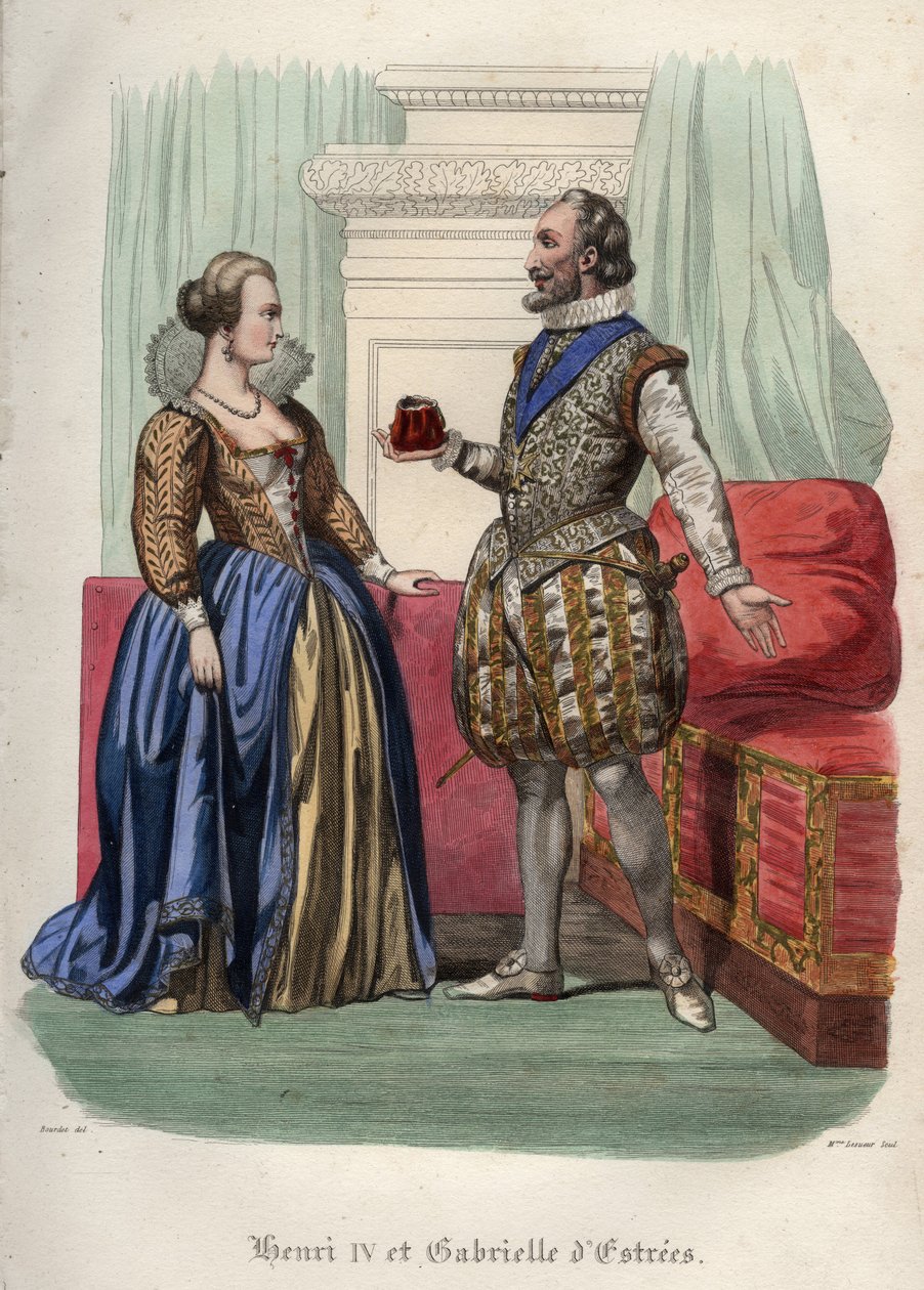 フランス王アンリ4世（Henry IV）（1553-1610）と愛人のガブリエル・デストリーズ（Gabrielle d