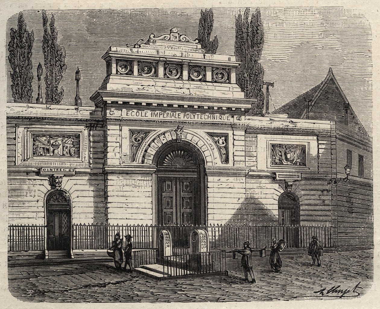 1873年のパリのエコール・ポリテクニーク - "The world illustrious "の1873年のエングレービング 作： 無名の画家