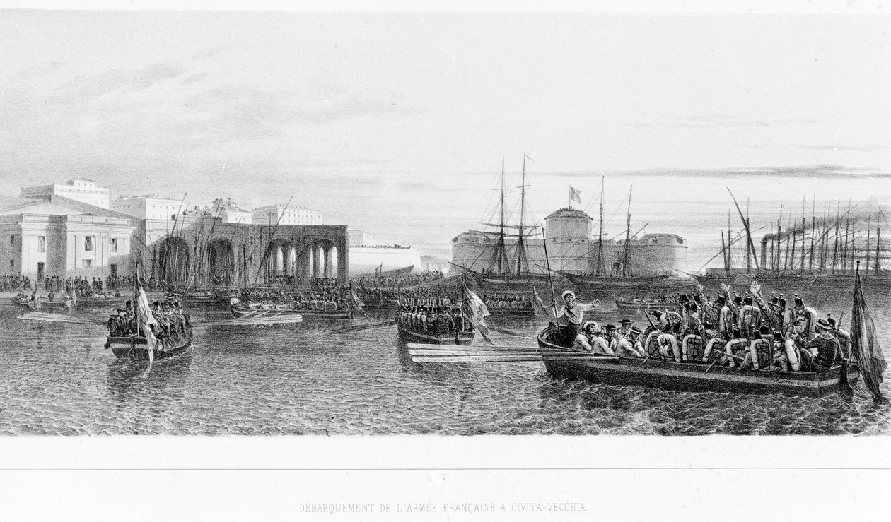 1849年、ローマ近郊のチビタベッキアにフランス人が上陸。 作： 無名の画家