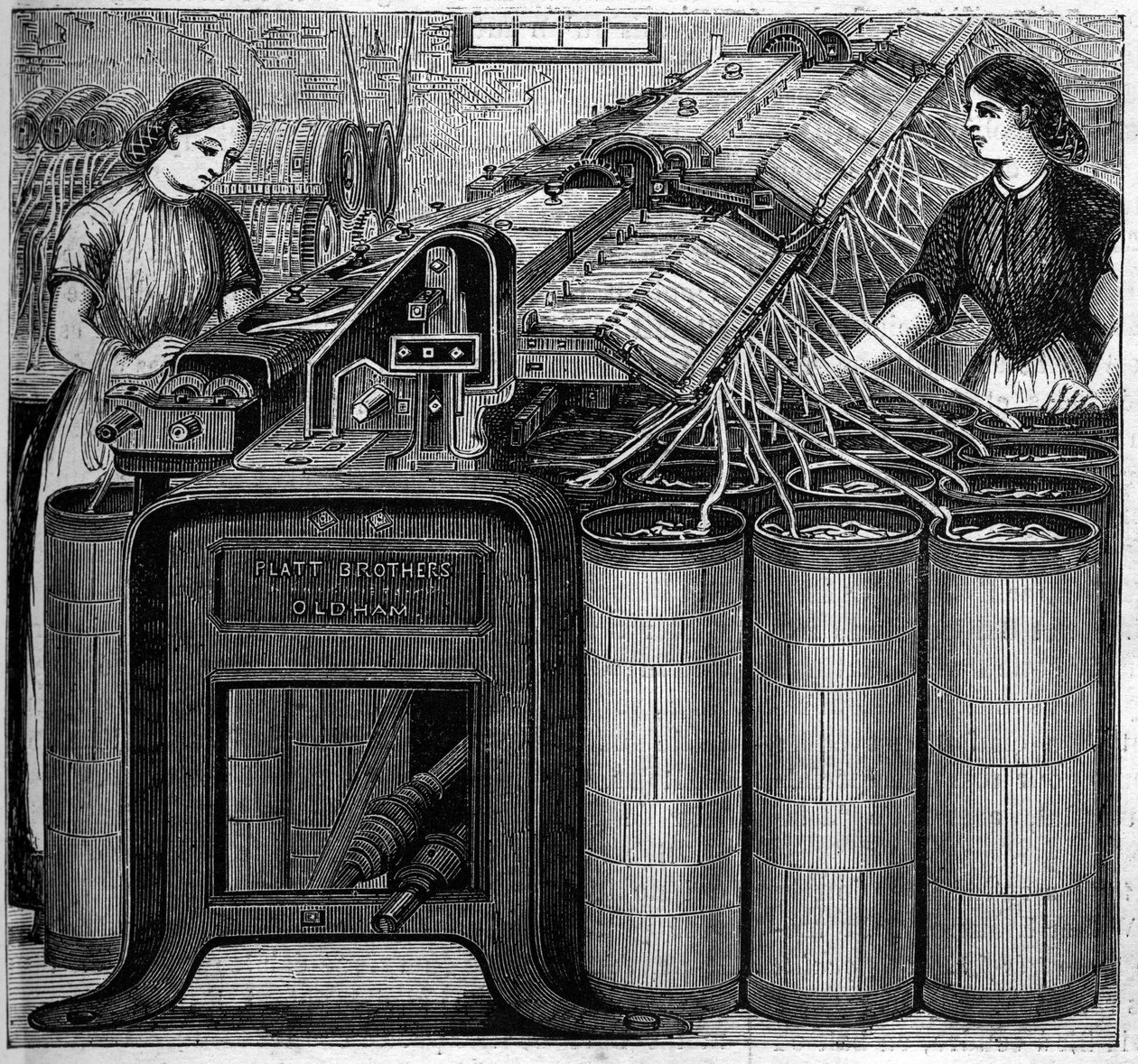 イギリスの大規模産業。1863年、ウォルター・エヴァンスがイギリスで綿紡績を開始。綿の浮揚。 作： 無名の画家