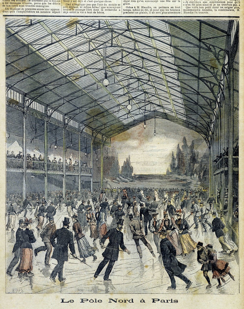 パリのル・ポール・ノールスケートするパリジャンたち（『Le Petite Journal』1892年11月号掲載 作： 無名の画家