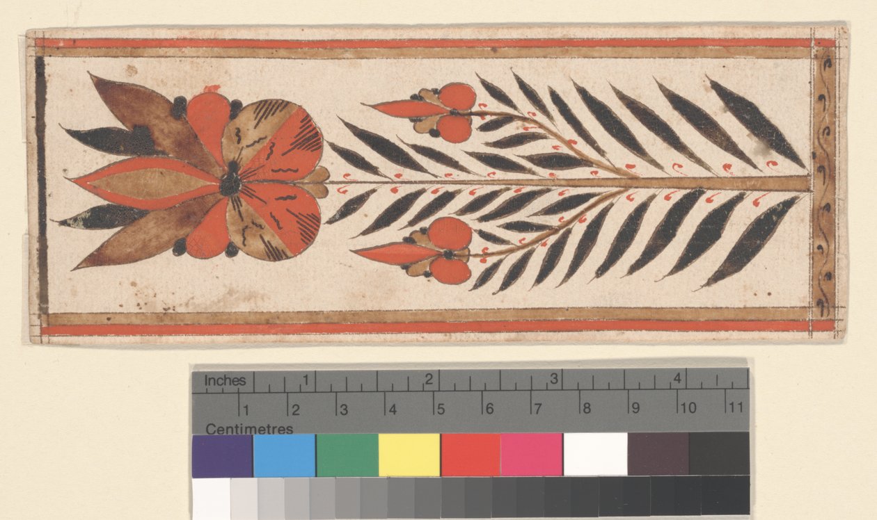 葉っぱの花 （紙に水彩、インク） 作： 無名の画家