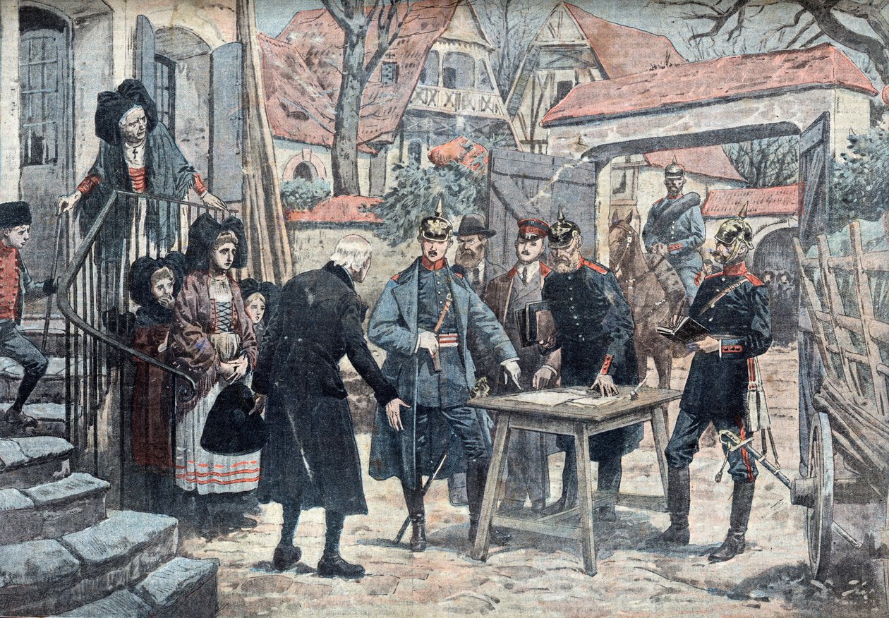 Les Alsace, mars 1918（1918年3月、アルザスで活動するドイツ軍将校） イラストは "Le pelerin "より抜粋 10/03/1918 Collection privee Â. 作： 無名の画家