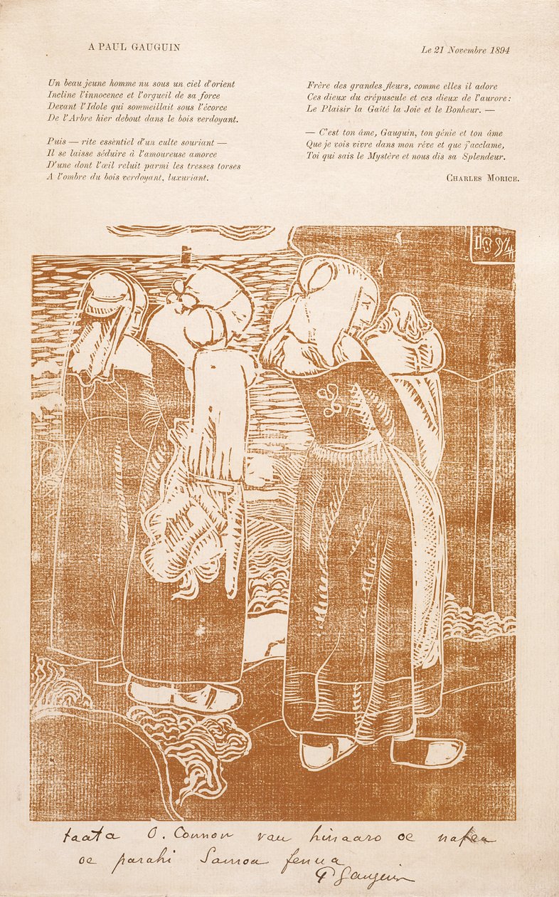 Les Bretonnes (As mulheres bretãs) (impressão em xilogravura) 作： 無名の画家