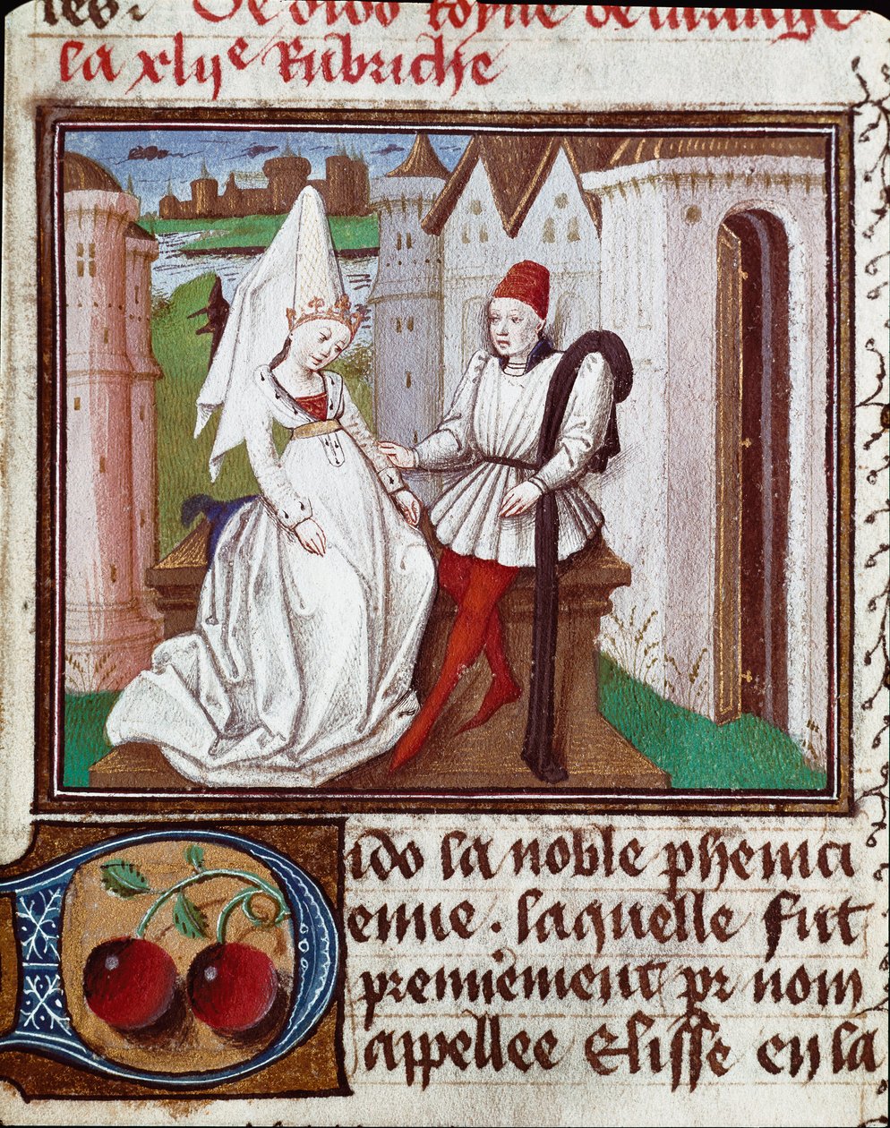 Les amours de Didon, founder of Carthage and Enee Miniature taken from the "The Book of Light and Noble Women" by Giovanni Boccaccio dit Jean Boccace (1313-1375) 作： 無名の画家