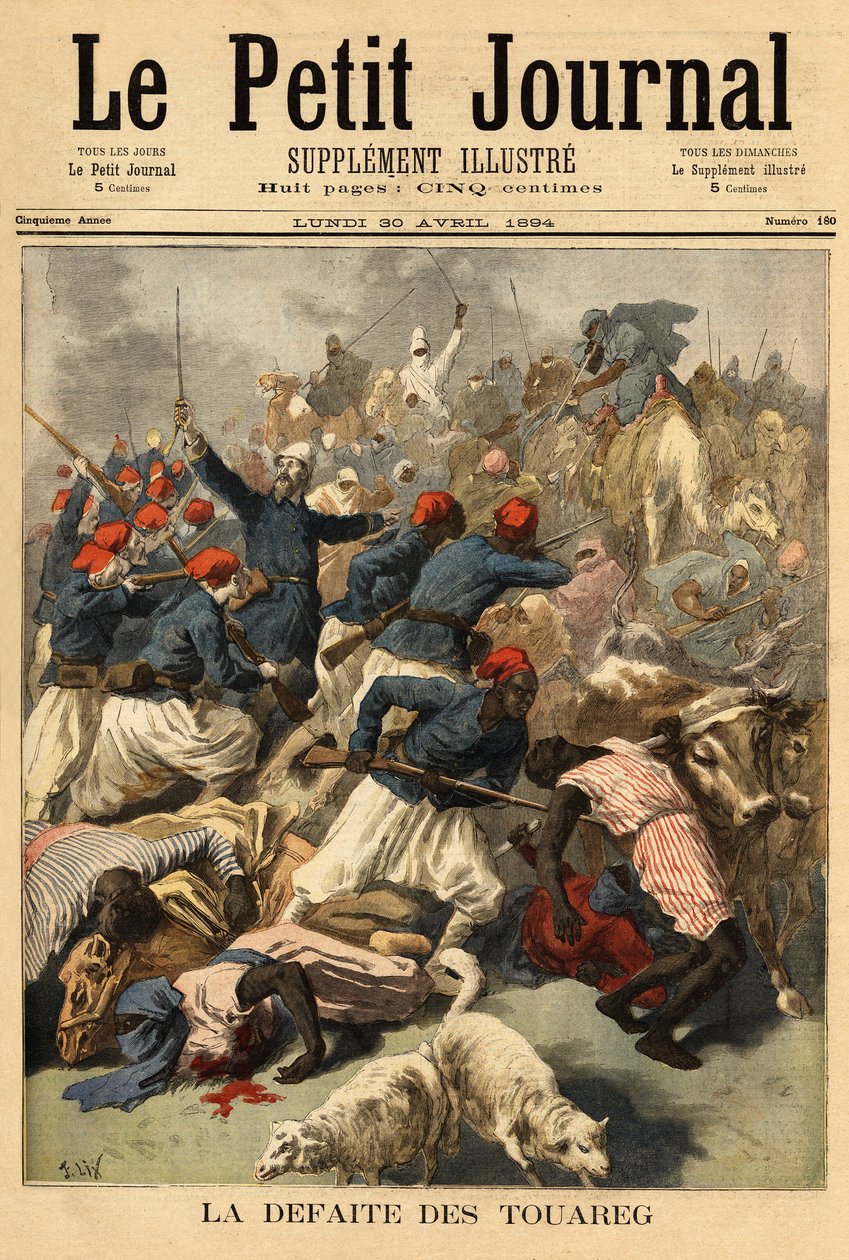 スーダン（フランス領スーダン、現マリ）のフランス軍司令官ジョセフ・ジョッフル中佐（1852-1931）は、1894年3月23日、ゴロ湖とファティ湖の間にいるトゥアレグ族の「テンゲレギフ」を提出した - ジョセフ・ジョッフル中佐 作： 無名の画家