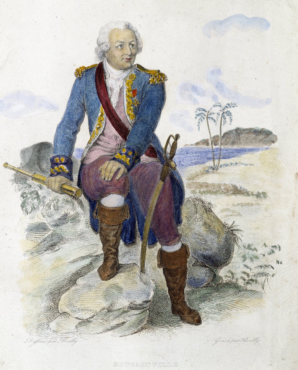 ブーゲンビル伯爵ルイ・アントワーヌ（1729-1811）、フランスの航海士。- メネシェの「Le Plutarque Français」にて 作： 無名の画家