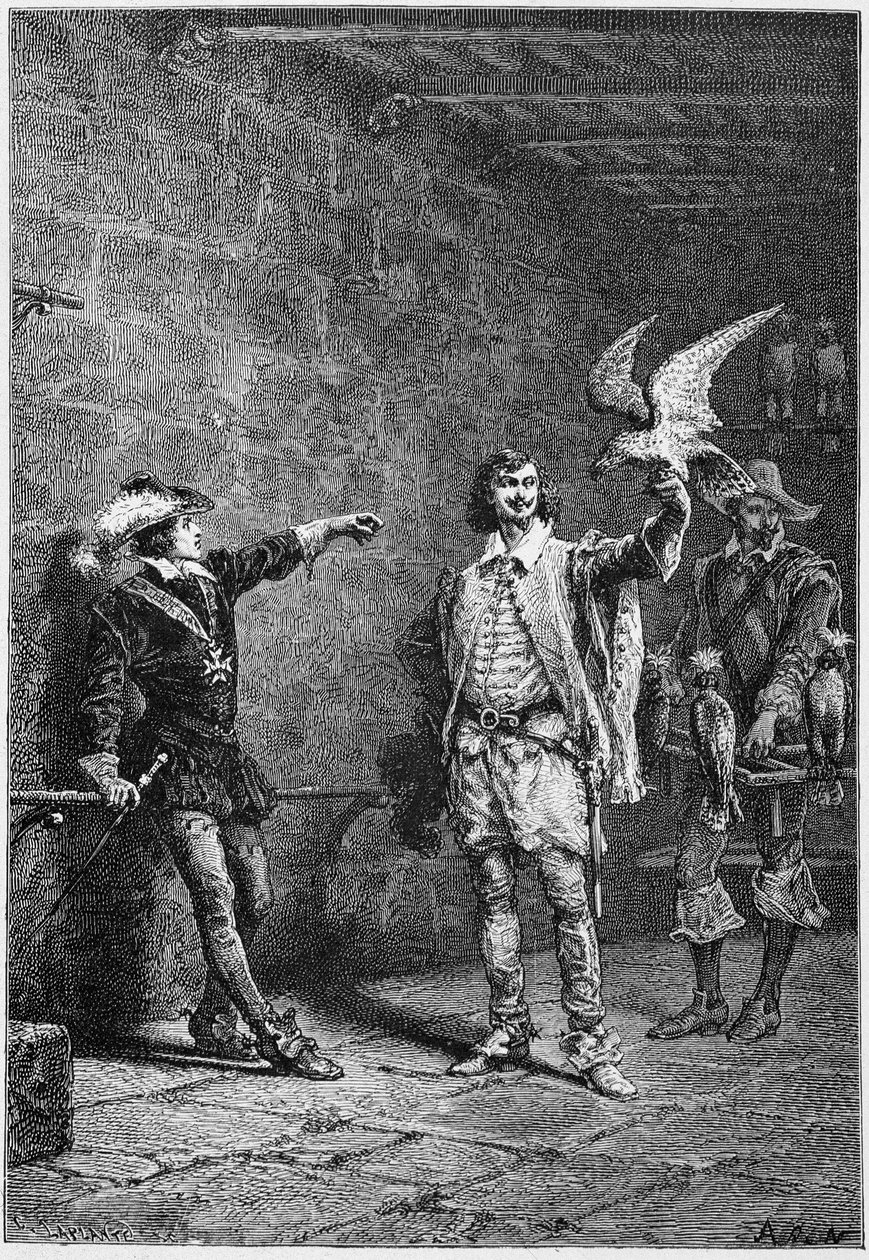 16歳のルイ13世と寵愛を受けたアルベール・ド・リュイヌ - M.ギゾーの「最も古い時代から1789年までのフランス史」による。 作： 無名の画家