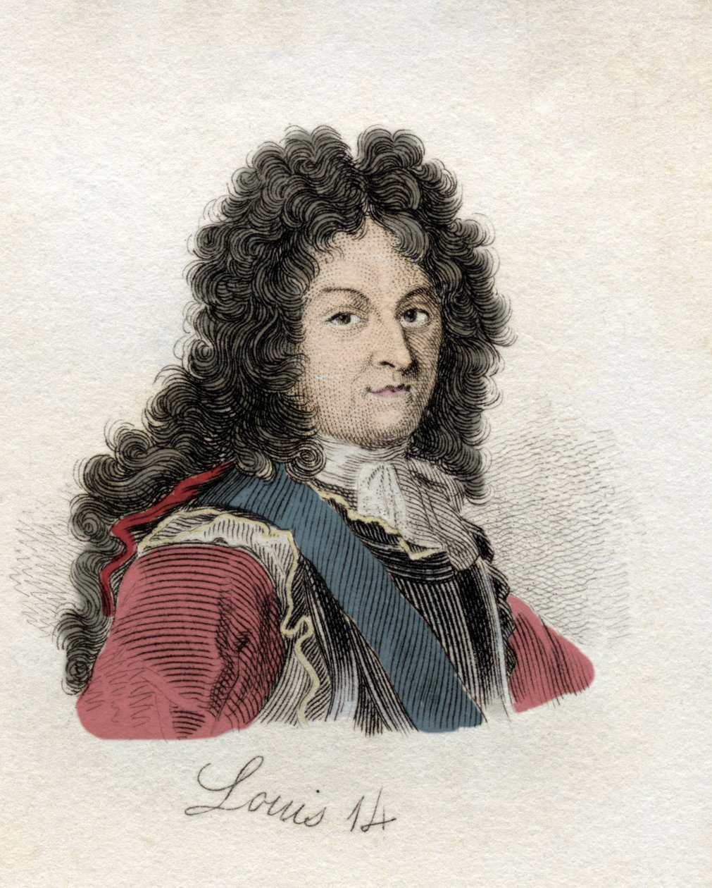 ルイ14世（Louis Dieudonne 1638-1715）フランスとナバラの王。1825年に出版された書籍『Crabbs Historical Dictionary』より 作： 無名の画家