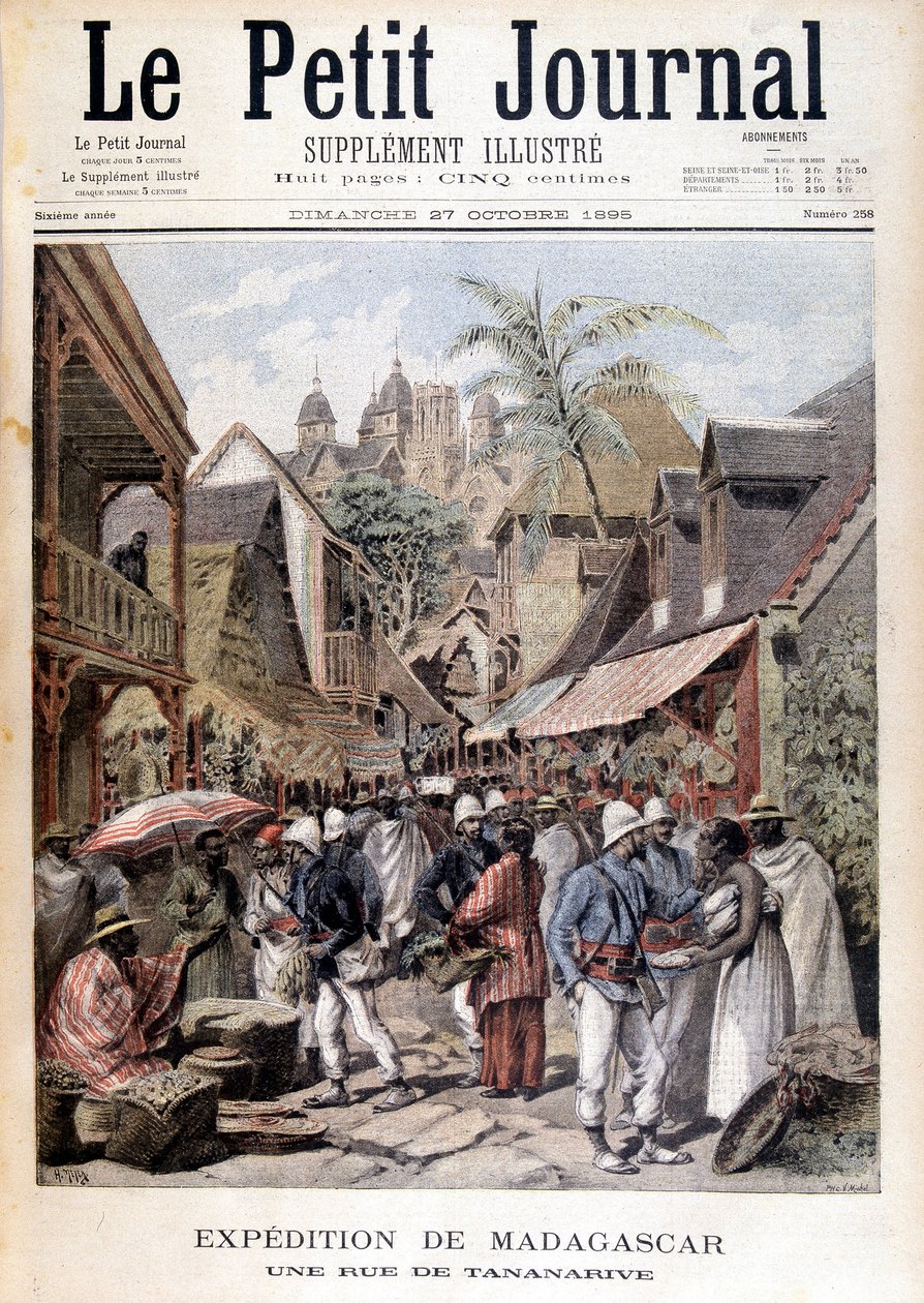マダガスカル遠征記：タナナリヴの街並み-1895年11月27日付「Le Petite Journal」にて 作： 無名の画家