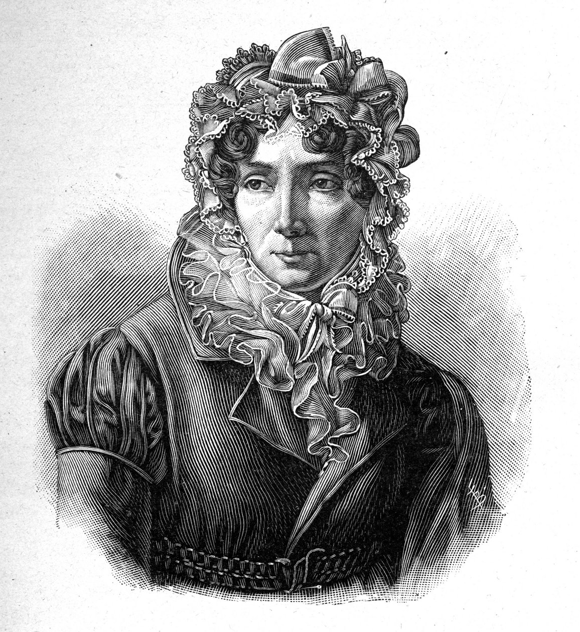 Madame de Genlis - Portrait of Stéphanie Congratulate the Crest of Saint Aubin (Saint-Aubin) (1746-1830), Countess of Genlis, フランスの文学者。 作： 無名の画家