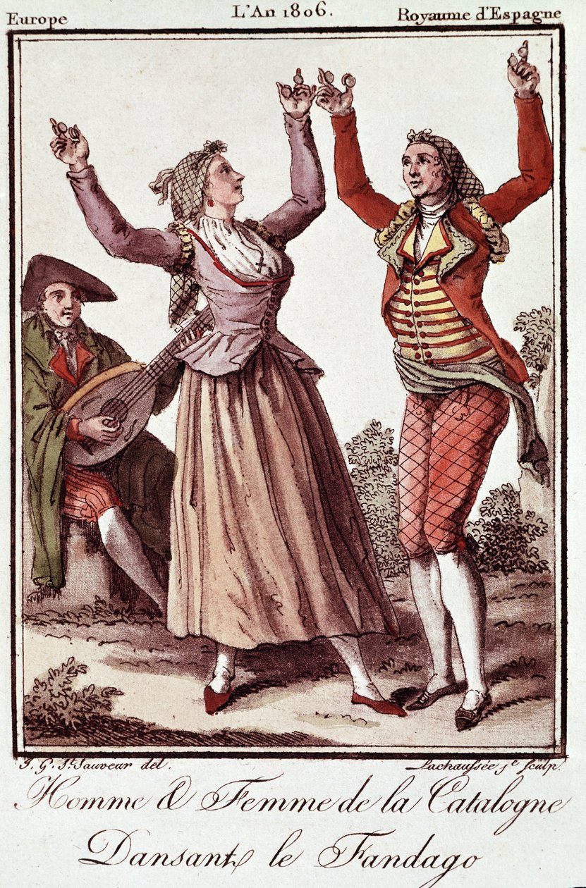 ファンダンゴを踊るカタルーニャの男と女 作： 無名の画家