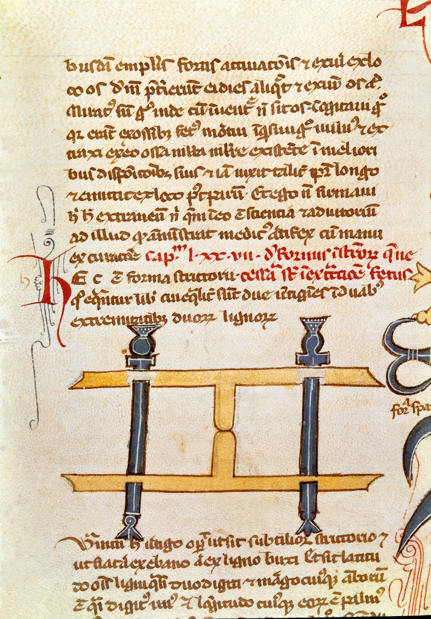 Guillaume de Salicet（Guglielmo da Saliceto）（1207-1270）の修道士・医師による写本ページ「手術」（MS.LAT.VII XXXII-3023）。14世紀 ベニスのマルシアナ図書館 作： 無名の画家