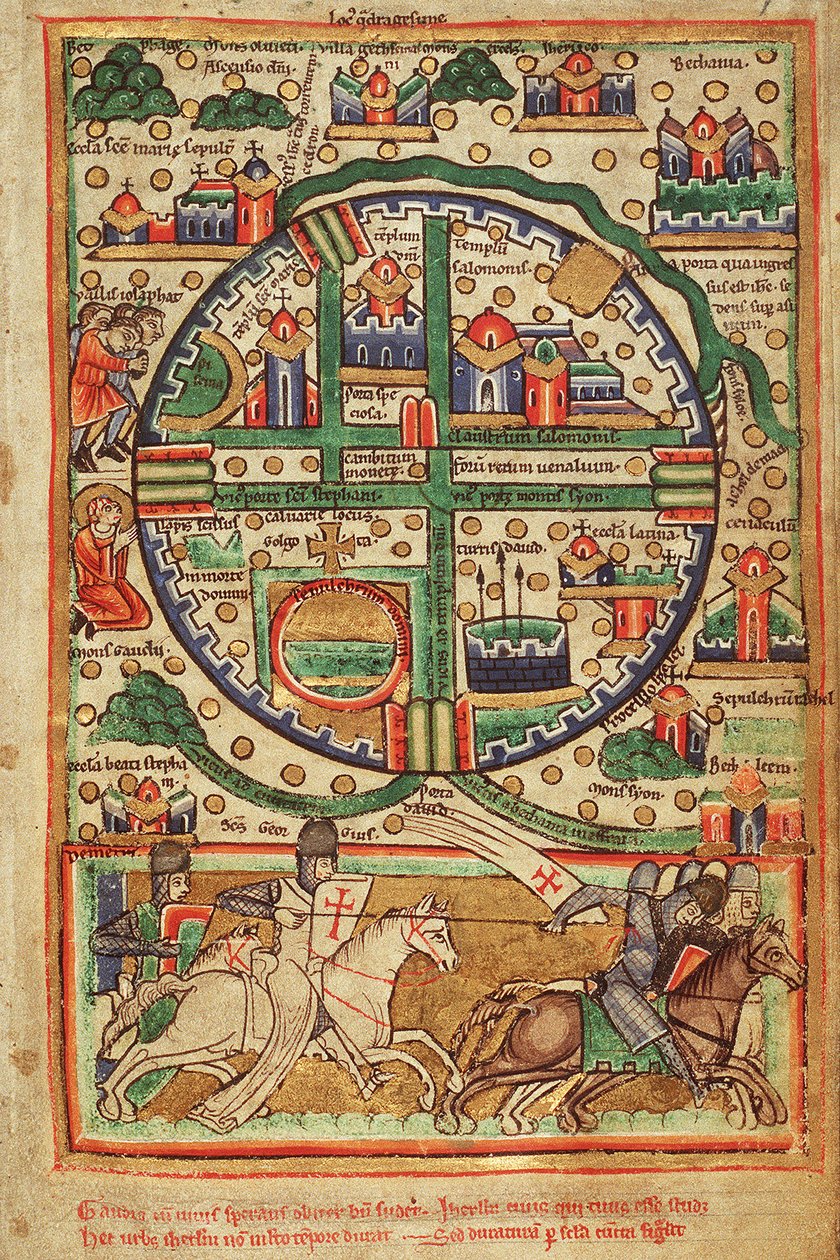 十字軍エルサレムの地図 作： 無名の画家