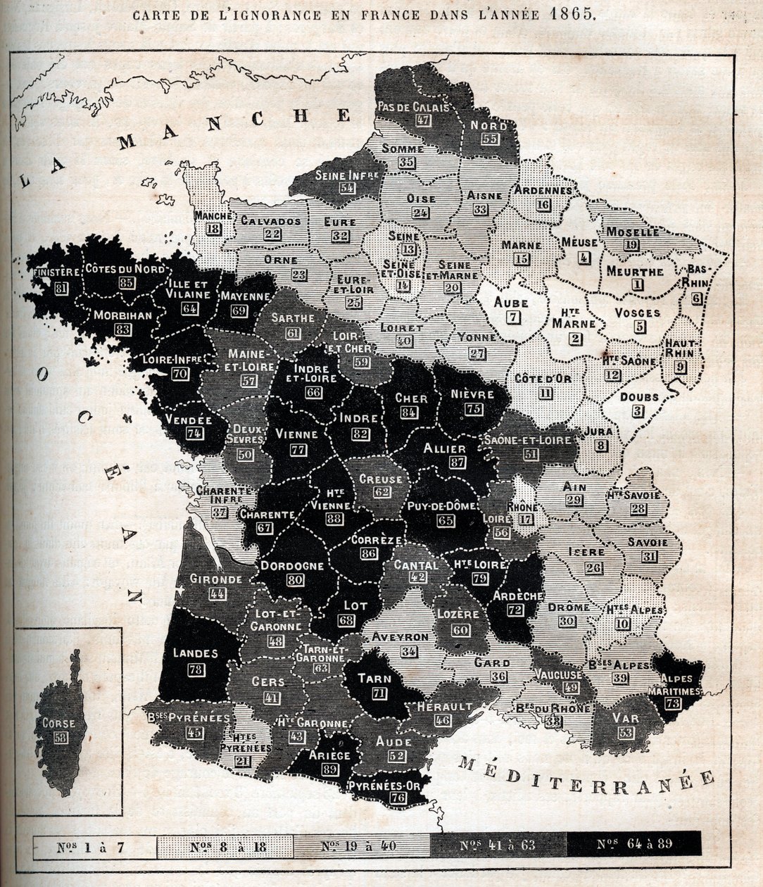 1865年のフランスにおける無知の地図-。 作： 無名の画家
