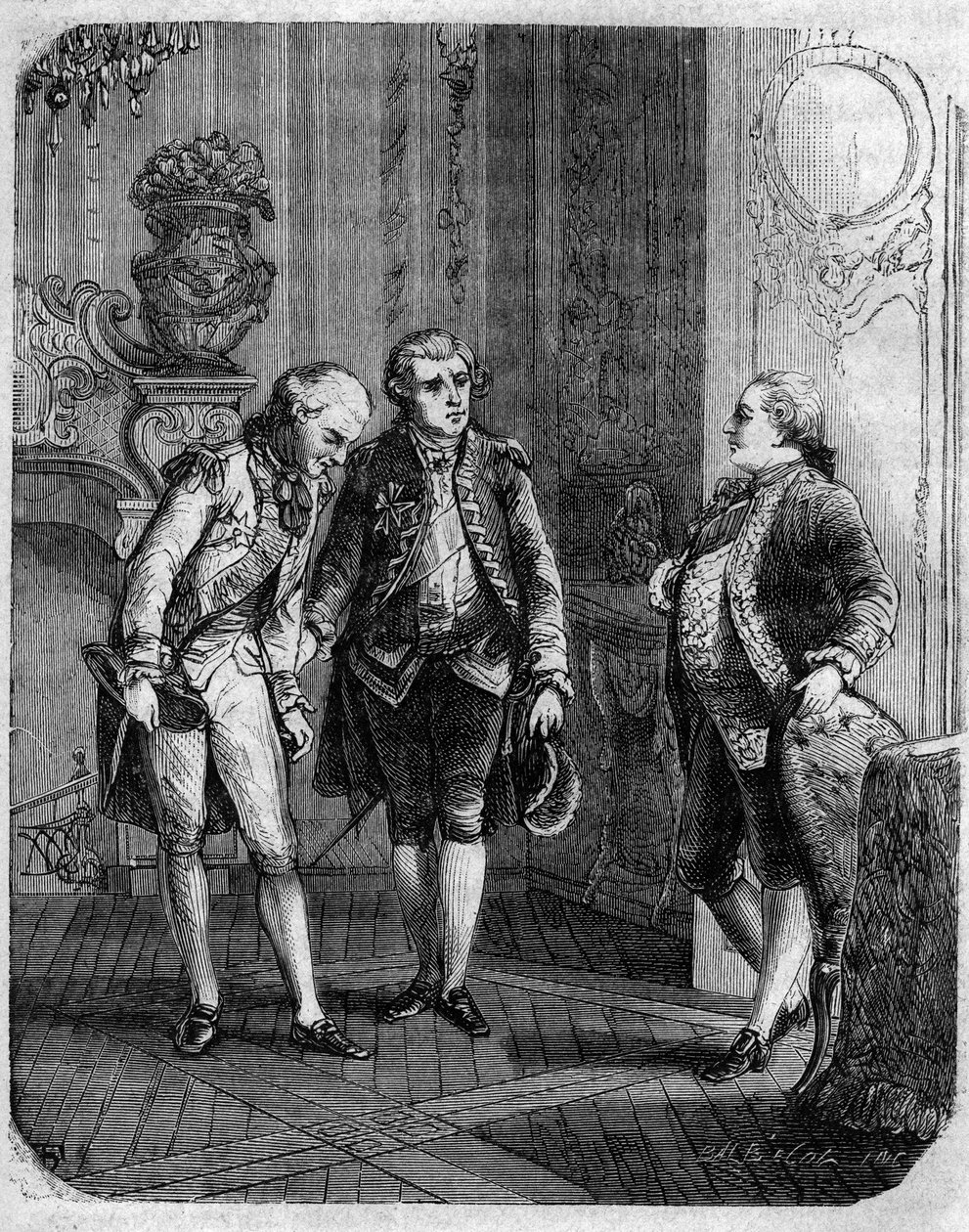 1772年にコルシカ島の軍事総督に任命されたマルブフ伯爵とパスカル（パスクアーレ）・パオリの出会い。F.D.Guerrazziの「Pasquale Paoli ossia la rotta di Pontenuovo」に掲載。1872. 作： 無名の画家