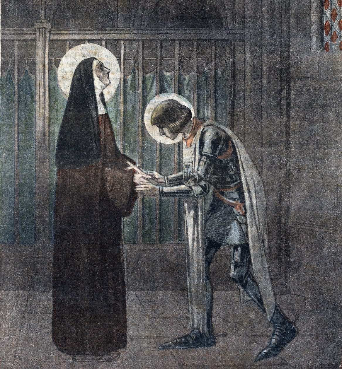 ムーランでのジャンヌ・ダルク（1412-1431）とコレット・ド・コルビ（1381-1447）の出会い 作： 無名の画家