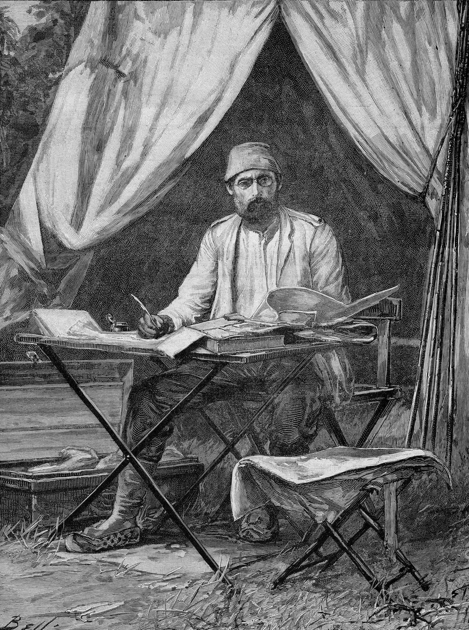 Mehmet Emin pasha.(Eduard Schnitzer) ドイツの探検家(1840年～1892年) 1893年の彫刻。 作： 無名の画家