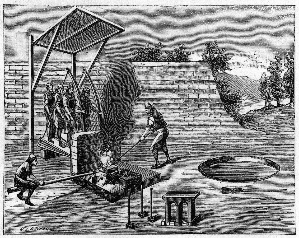 18世紀の冶金：歩く鍛冶屋のための取り外し可能な家。8月8日の「La Nature: revue des sciences et de leurs applications aux arts et a l