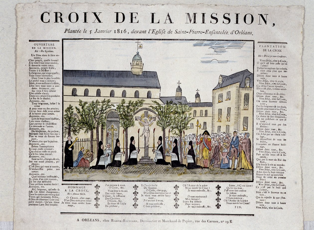1月5日に植樹されたミッションクロス（Croix de la Mission）。 作： 無名の画家