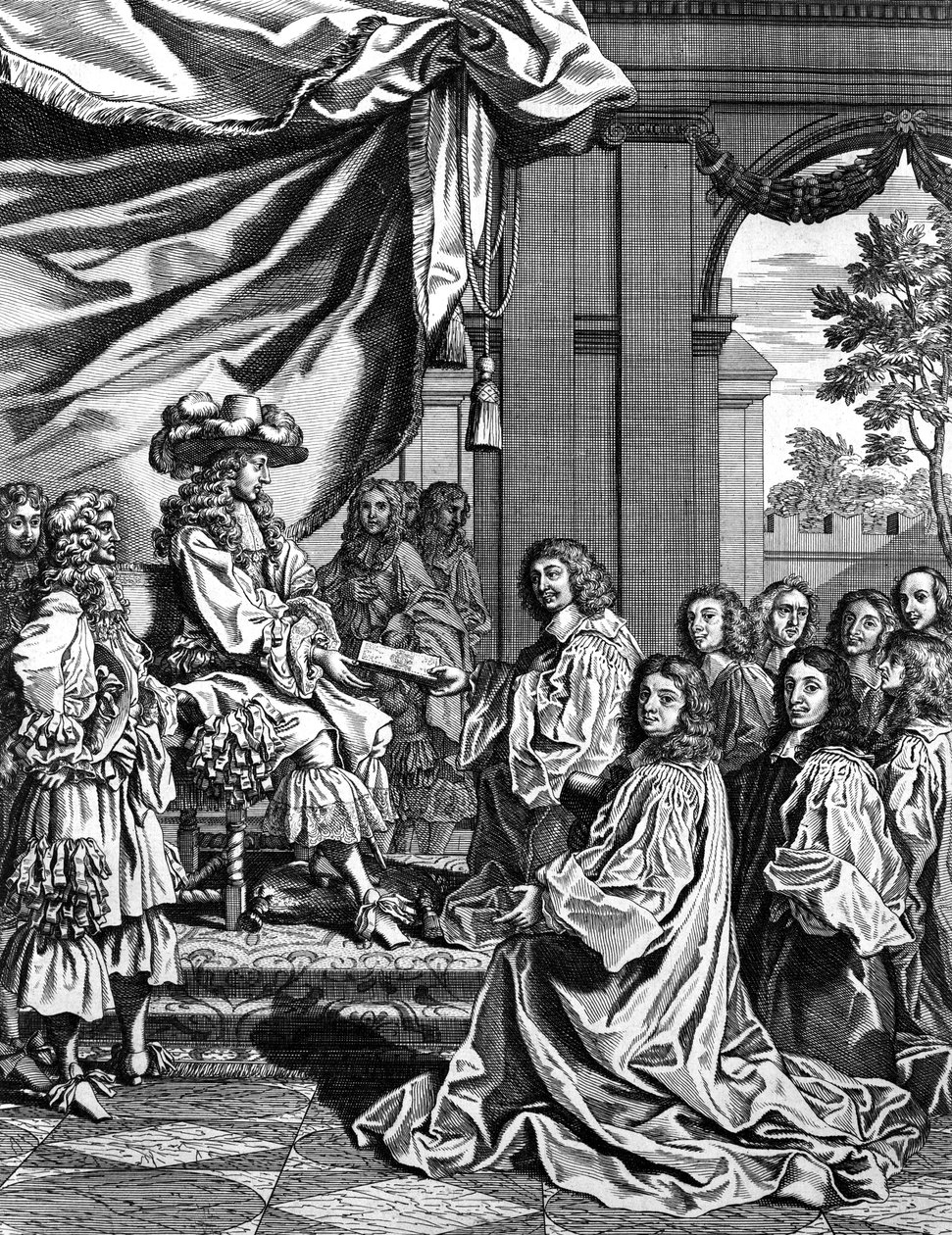 フランス国王ルイ 14 世にパリ入城の説明をする市の治安判事 作： 無名の画家