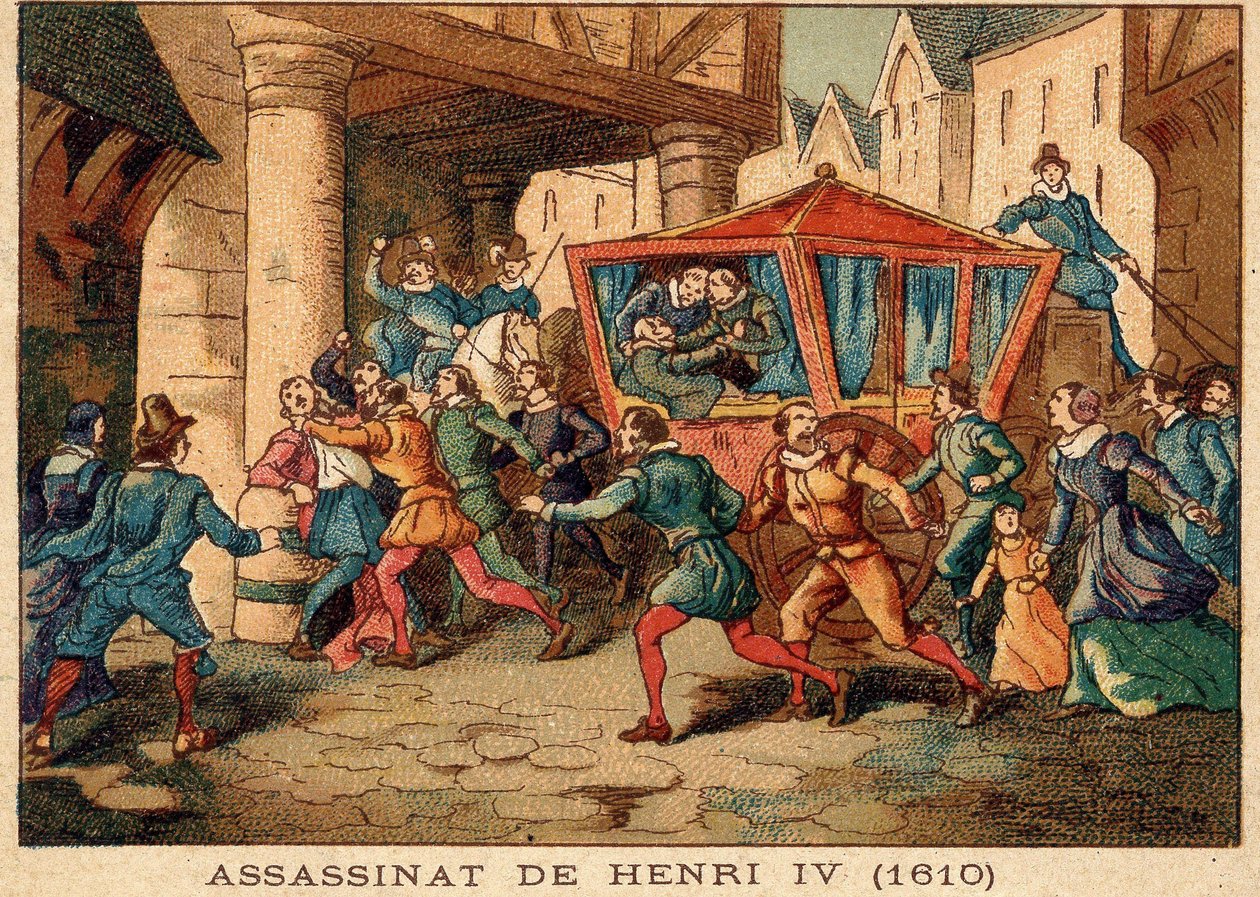 1610年5月14日、アンリ4世の殺害とラバイヤックの逮捕。 作： 無名の画家