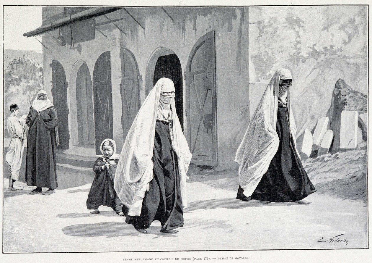ボスニアのイスラム教徒の女性たち。In Tour du monde 1/1896. 作： 無名の画家