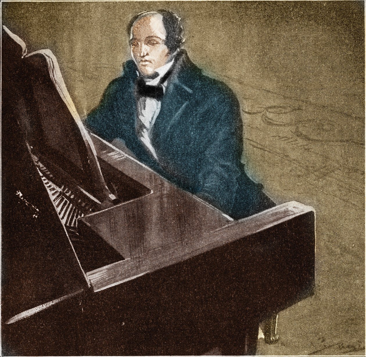 ムツィオ・クレメンティ（1752-1832）。イタリアのピアニスト、作曲家。1932年のイラスト。 作： 無名の画家