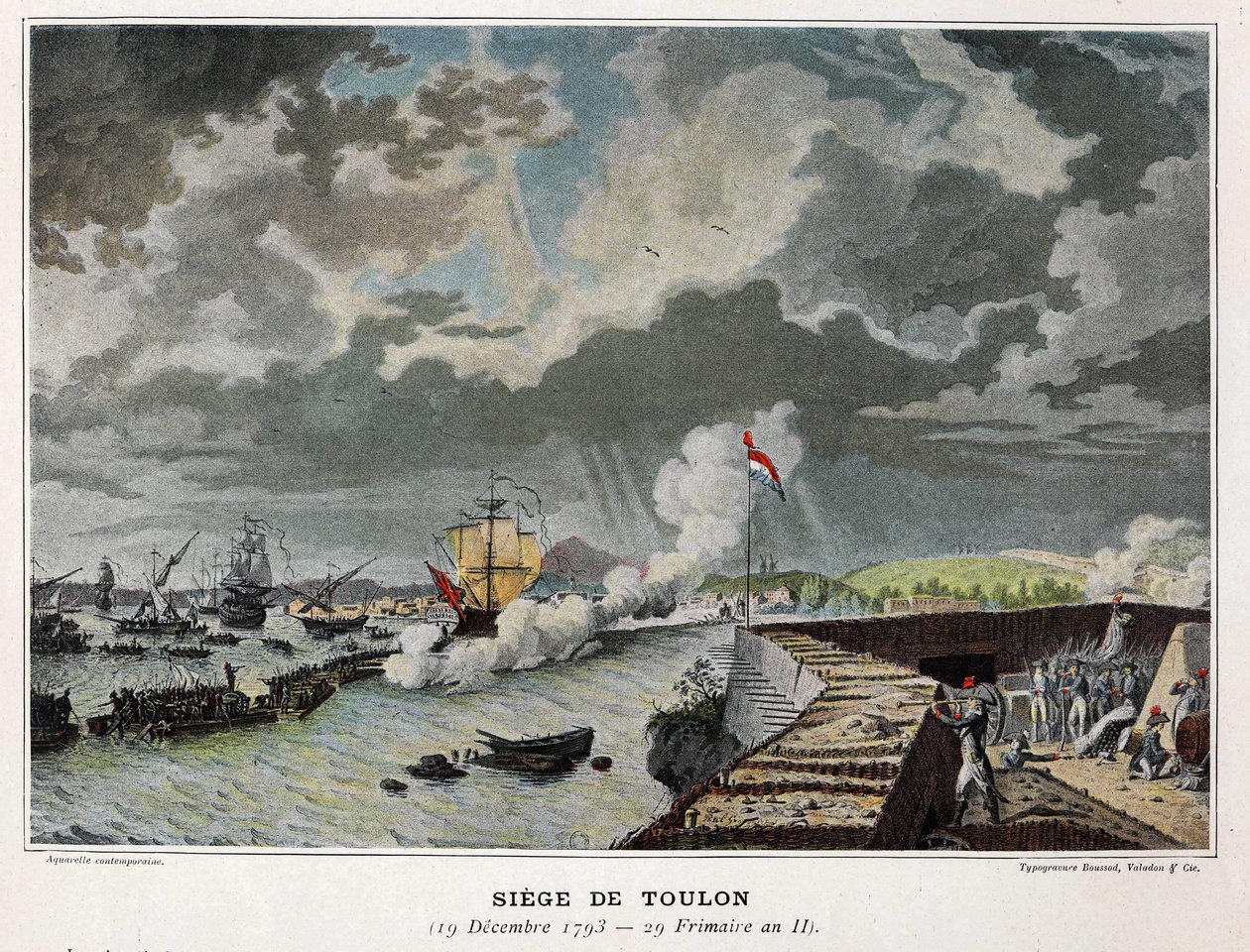 海戦。Siege of Toulon 19/12/1793 - in "The naval battles of Napoleon" 作： 無名の画家