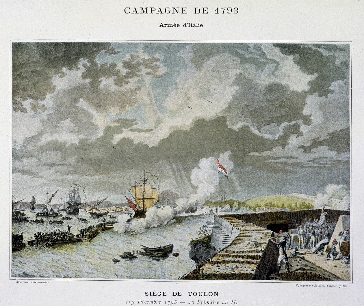海戦の様子1793年トゥーロンの包囲 - "The naval battles of Napoleon "にて 作： 無名の画家
