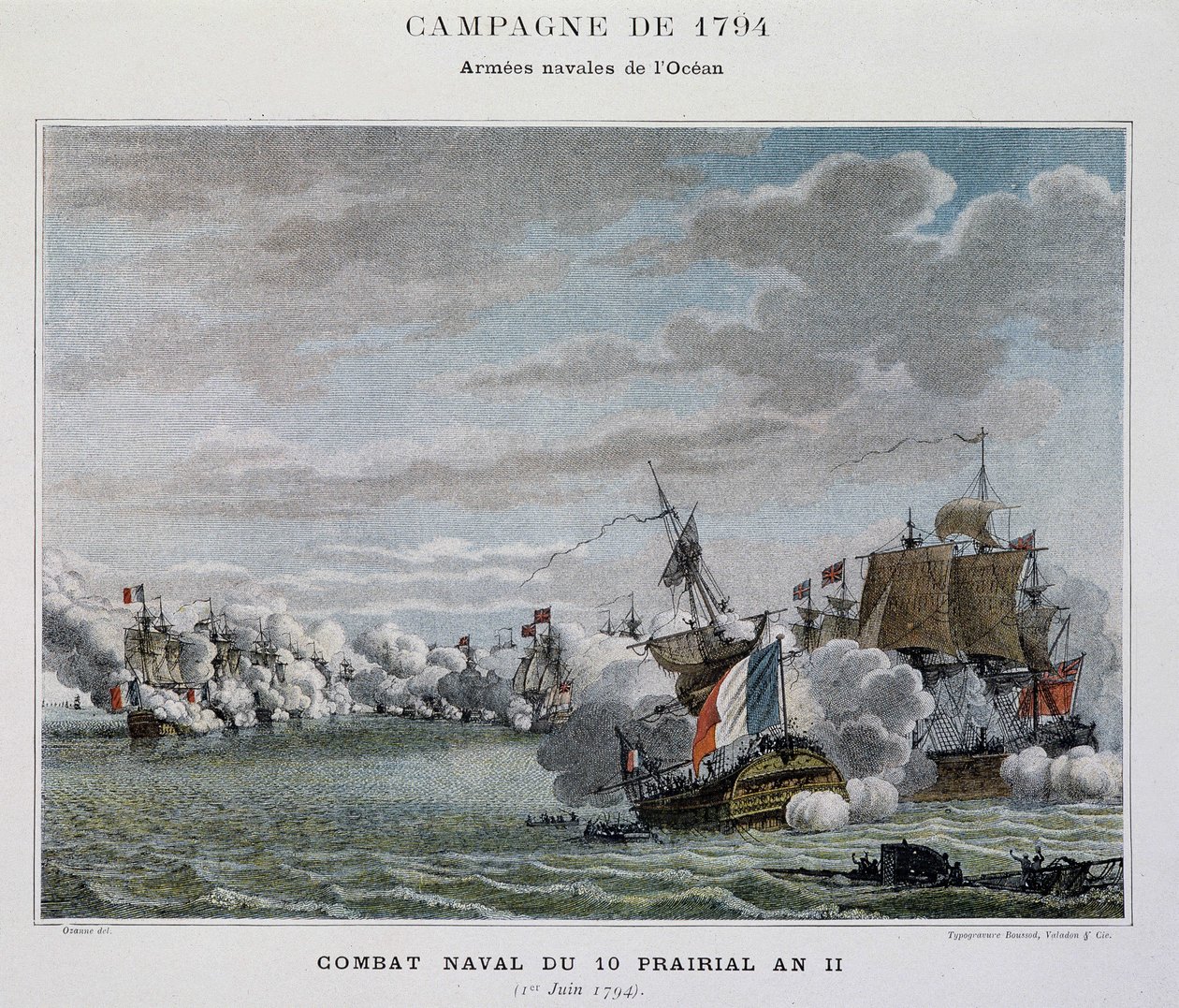 Naval combat, du 10 prairial An II (1794) - in "The naval battles of Napoleon" 作： 無名の画家