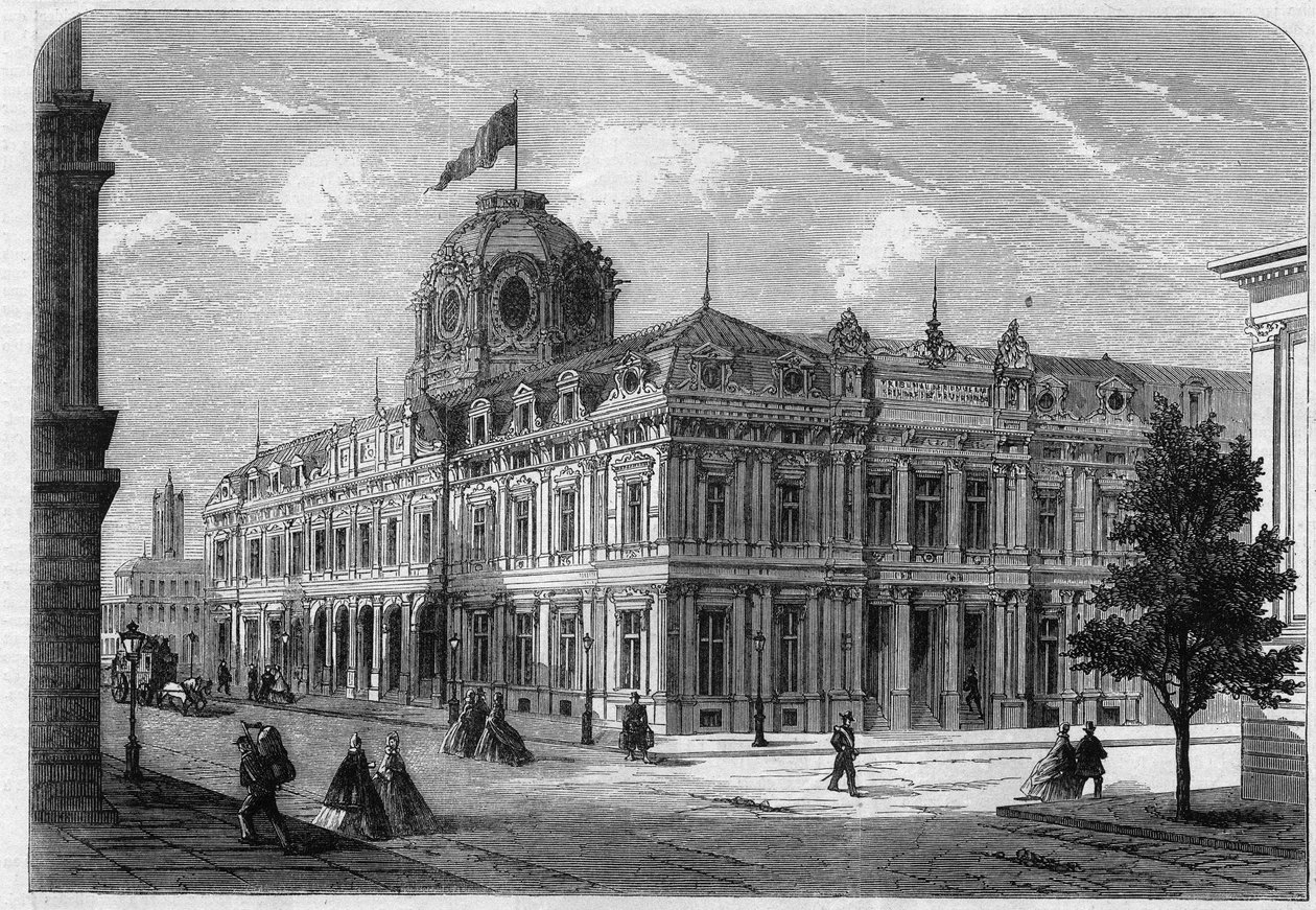 パリのシテ島にある新しい商業裁判所Quai de Corse（旧Quai Desaix）は、建築家Antoine Nicolas Louis Bailly（1810-1892）の計画に基づき、プレフェットGeorges Eugene Haussmann（Baron Haussmann）の同意を得て建設されました。 作： 無名の画家