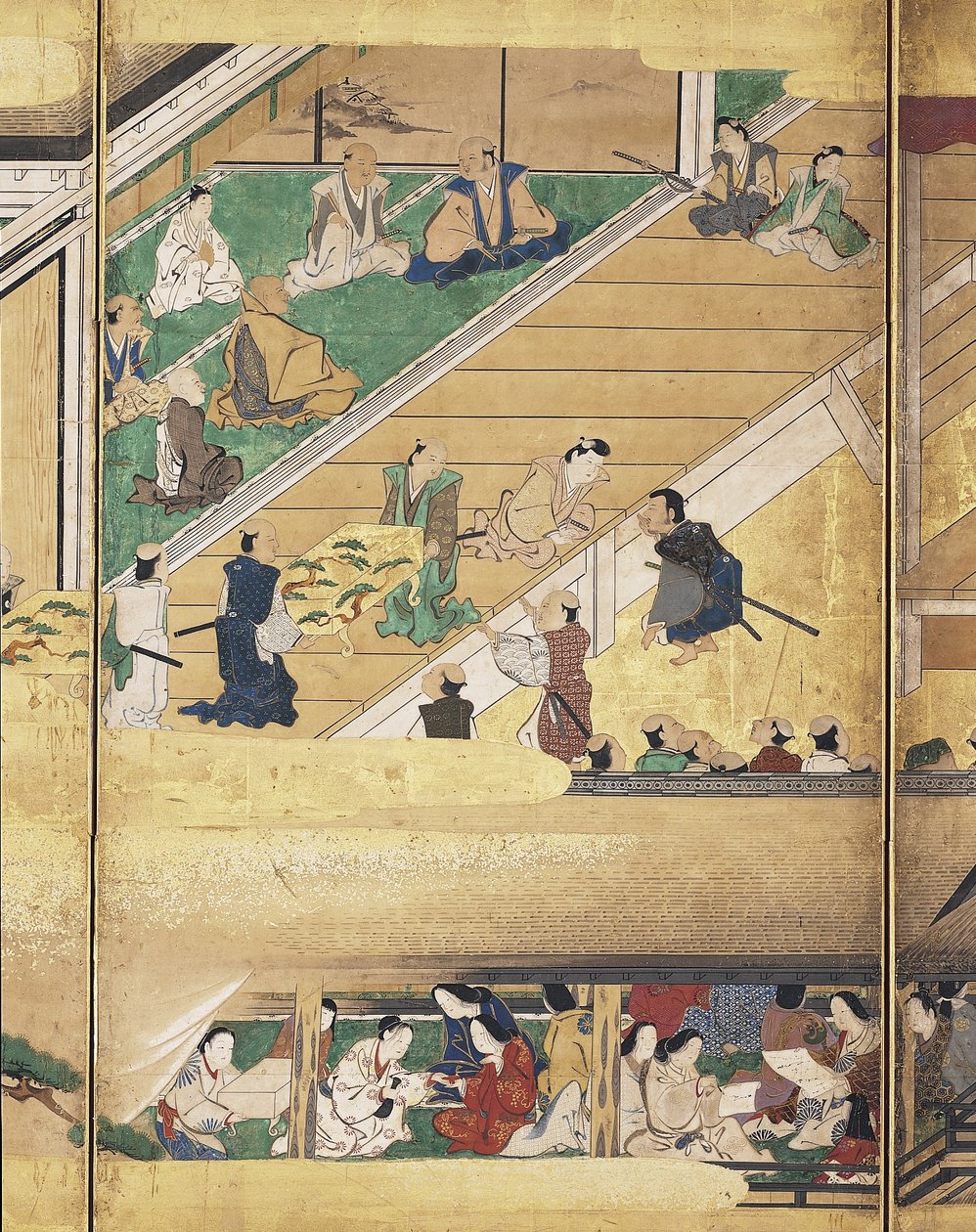 能：船弁慶（紙本、墨、色、金、六曲屏風） 作： 無名の画家
