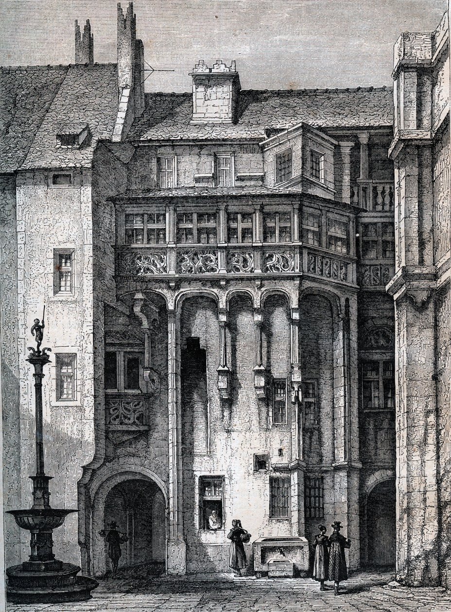 Nurnberger Rathaus - ニュルンベルク市庁舎の中庭 - 1867年頃の刻印 作： 無名の画家