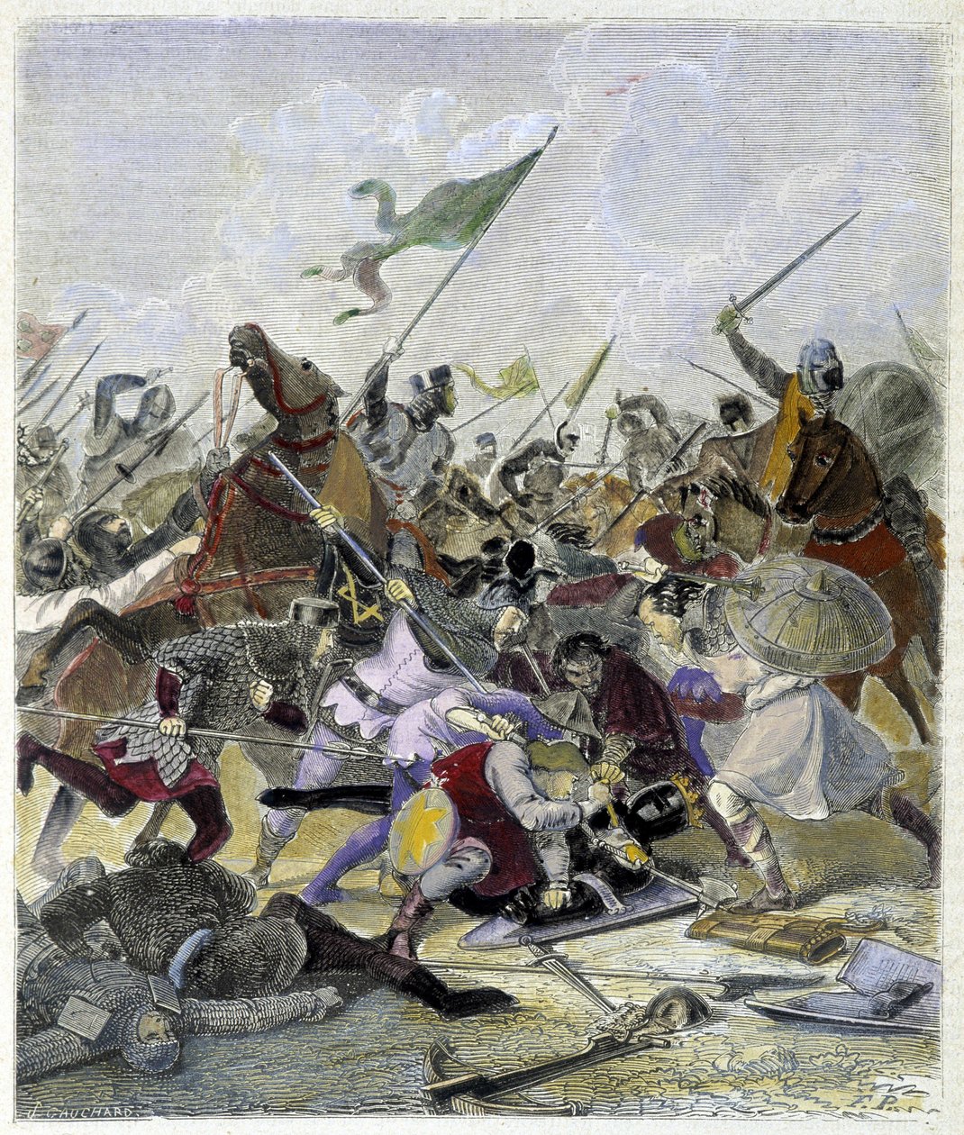 Othon 1er (912-973) ローマで反乱軍に驚かされる - Maurice Lachatre著「Histoire des popes」による。 作： 無名の画家
