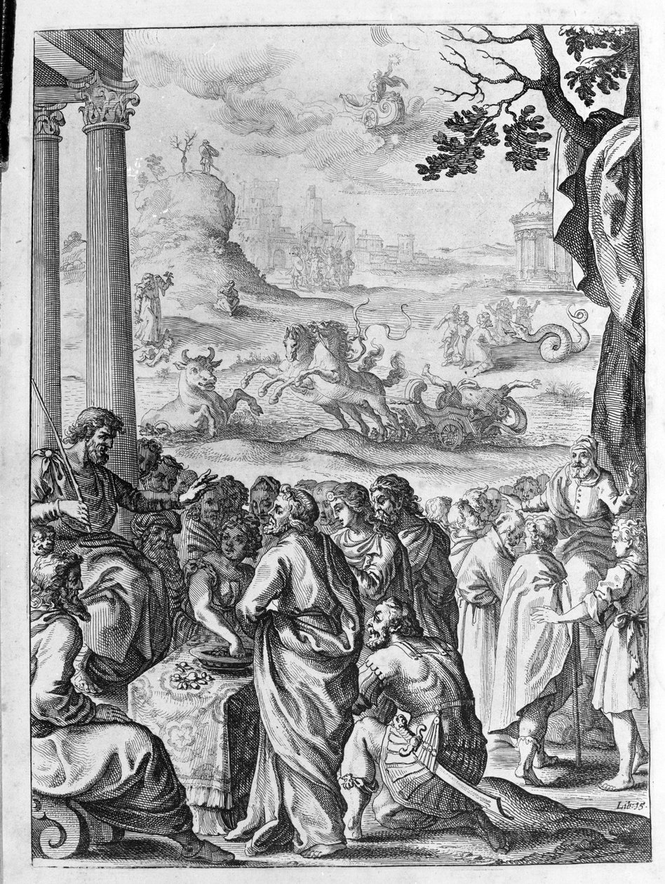 オヴィド（オヴィディウス） - 第15巻の挿絵 - （P. Ovidii Nasonis Metamorphose libri XV um notis TH. Farnabii.）Thomas Farnaby (Farnabia) (1575-1647)によるメモ。 作： 無名の画家