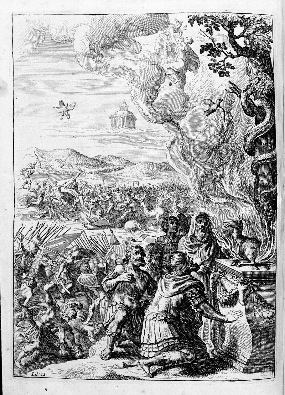 オヴィド（オヴィディウス） - 第15巻の挿絵 - （P. Ovidii Nasonis Metamorphose libri XV um notis TH. Farnabii.）Thomas Farnaby (Farnabia) (1575-1647)によるメモ。 作： 無名の画家