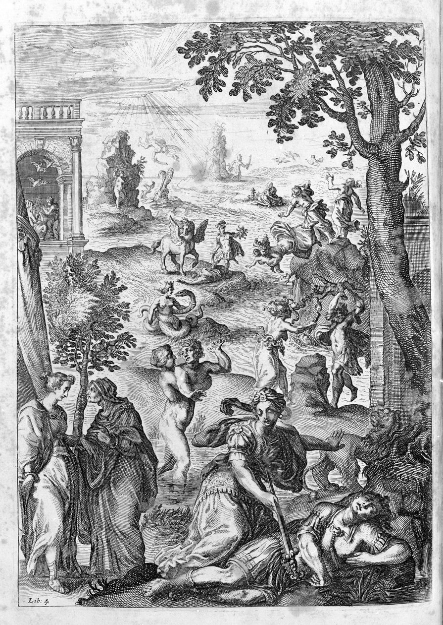 オヴィド（オヴィディウス） - 第15巻の挿絵 - （P. Ovidii Nasonis Metamorphose libri XV um notis TH. Farnabii.）Thomas Farnaby (Farnabia) (1575-1647)によるメモ。 作： 無名の画家