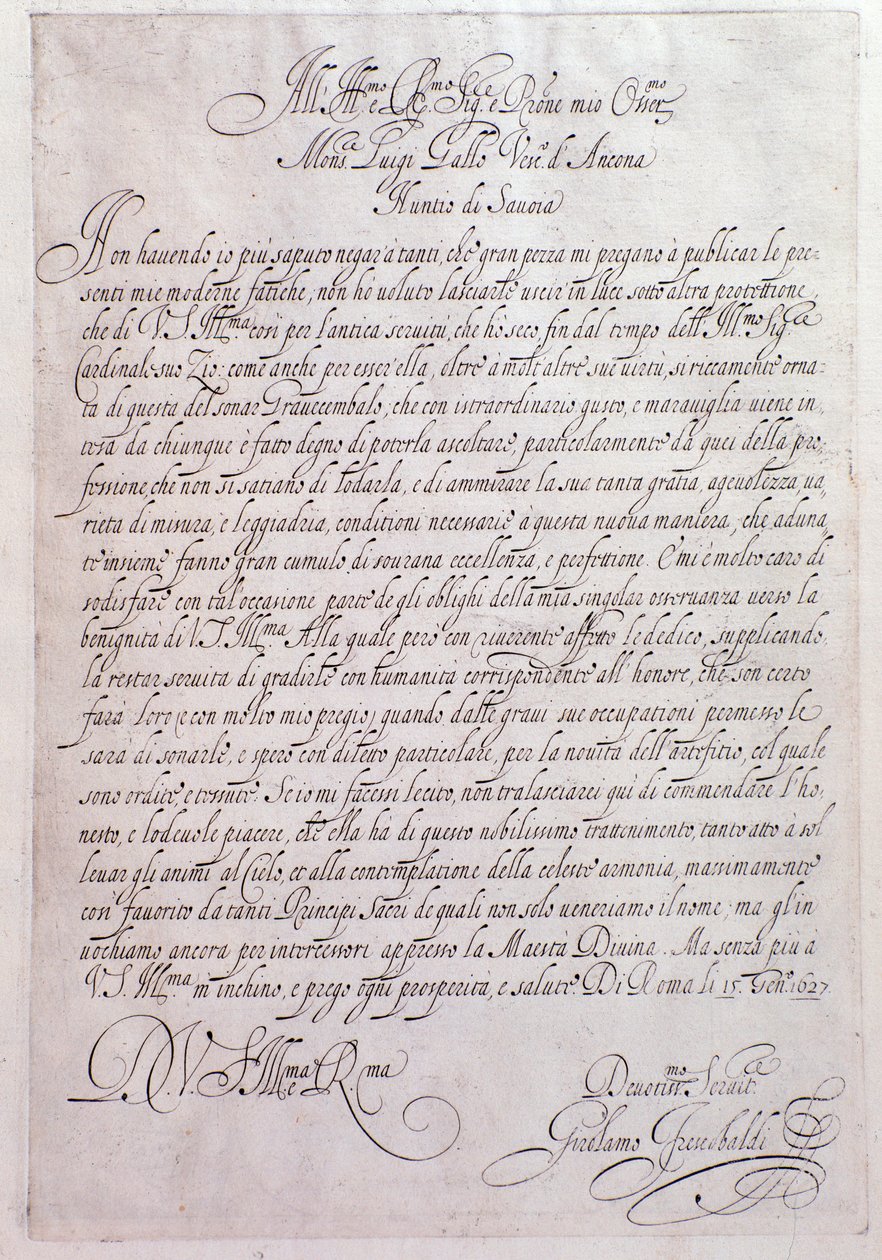 ジロラモ・フレスコバルディ（1583-1643）の「トクラテのページ」（イタリアの作曲家）1637年。ボローニャ、市民博物館 作： 無名の画家