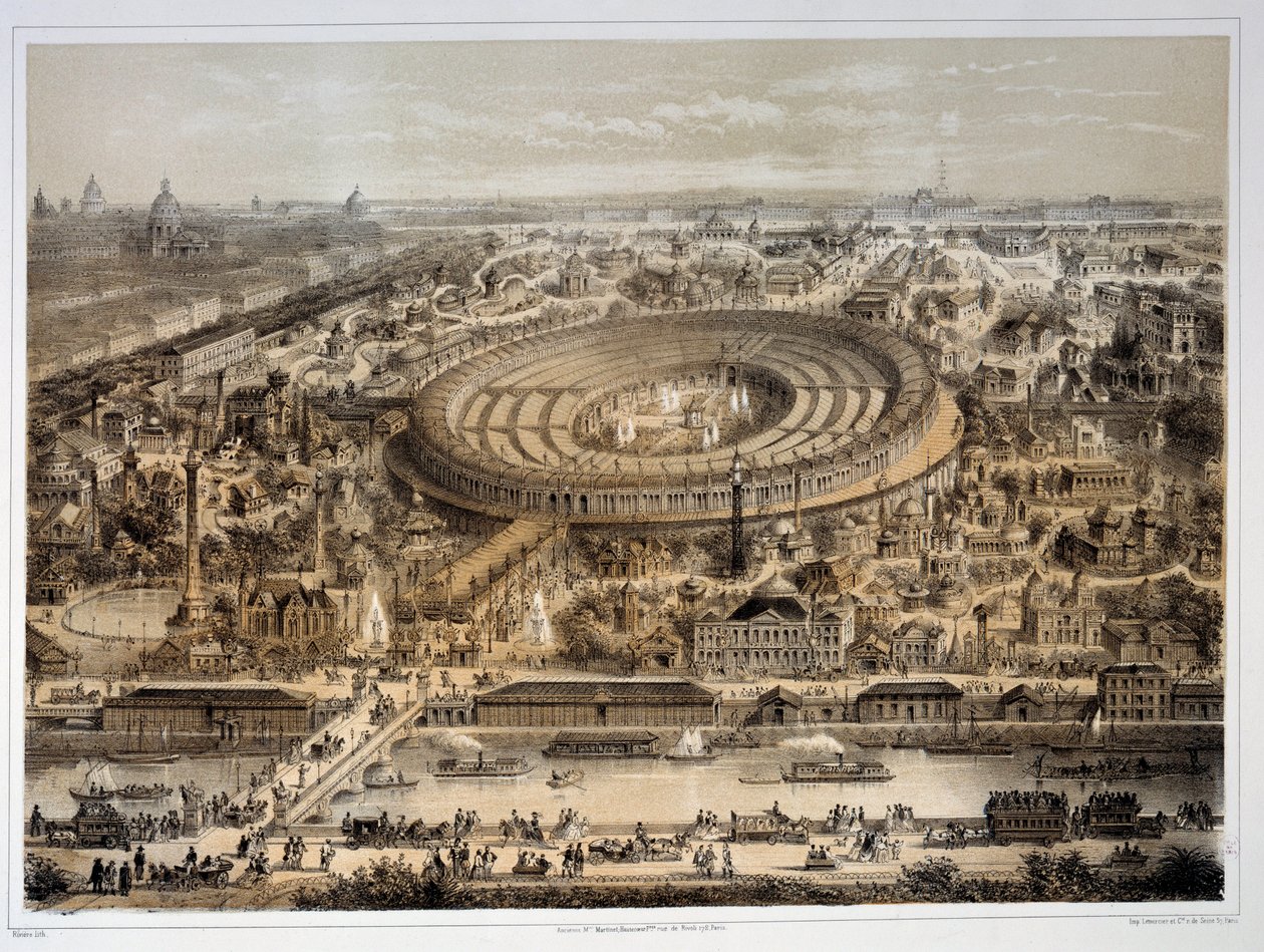1867年のパリ万国博覧会の全景。パリ、カルナヴァレ美術館（Musee Carnavalet 作： 無名の画家