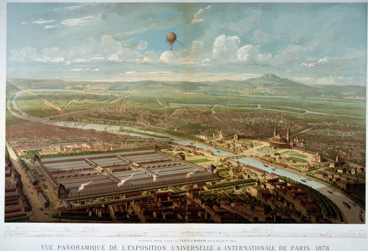 1878年のパリ万国博覧会の全景。パリ、カルナヴァレ美術館（Musee Carnavalet 作： 無名の画家
