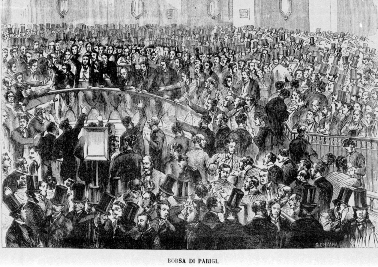 1870年、パリ証券取引所（バスケット）。 作： 無名の画家