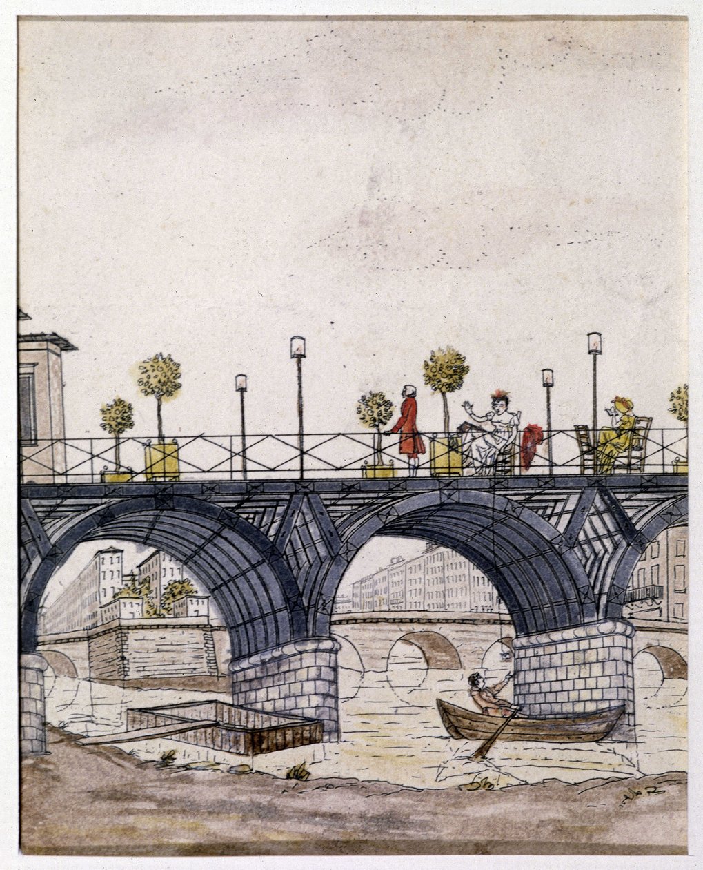 パリ19世紀の「芸術の橋 作： 無名の画家